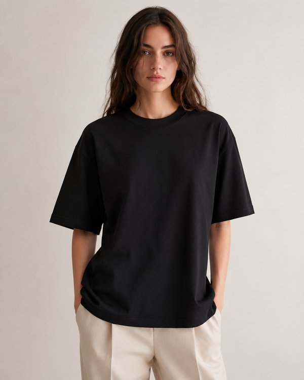Oversized Women | Black T-Shirt | 220gsm | asBERYL UAE