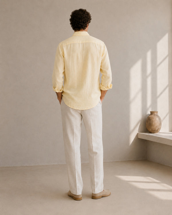 Pure Linen Classic Shirt | Yellow | Men's Linen | asBERYL