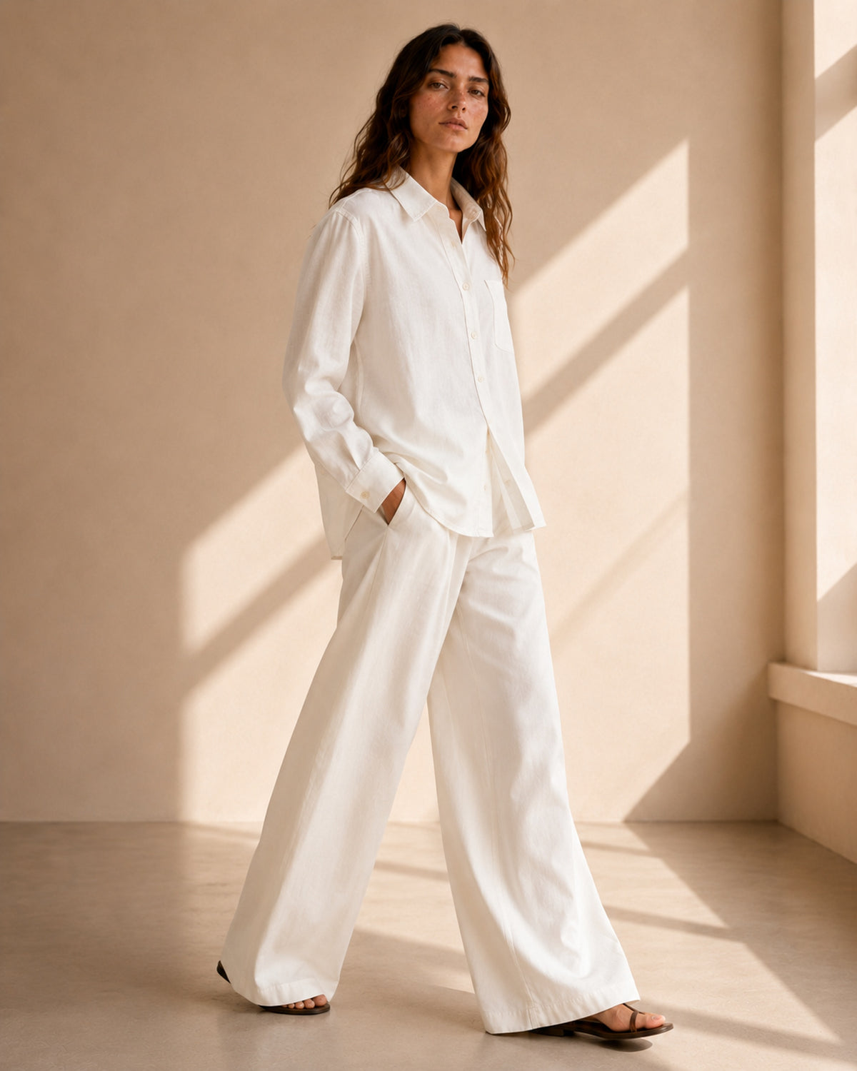 White Linen Co-ord Set Women | Two-Piece | asBERYL UAE