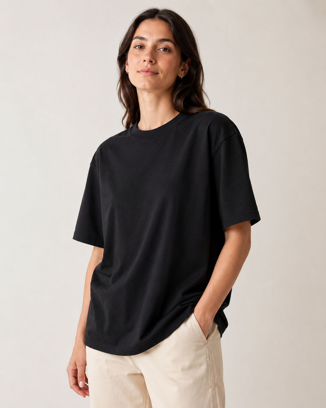 Oversized Women | Black T-Shirt | 220gsm | asBERYL UAE