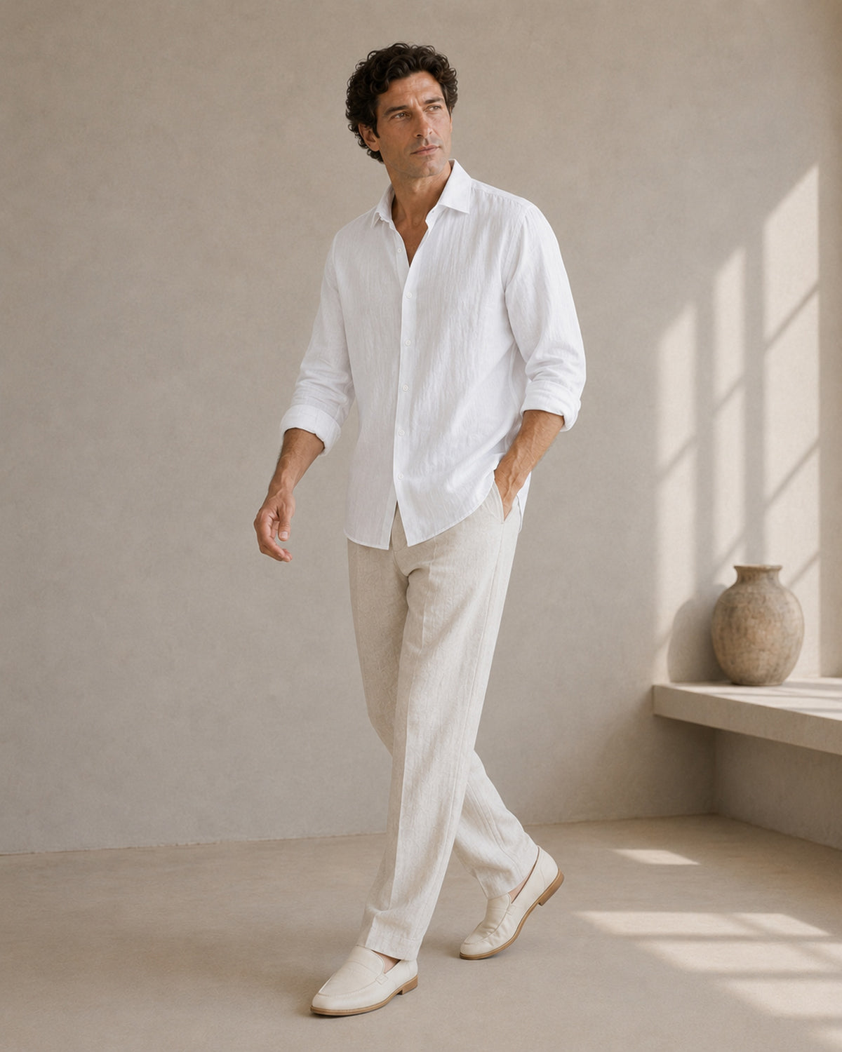 Pure Linen Classic Shirt White | Men's Linen | asBERYL