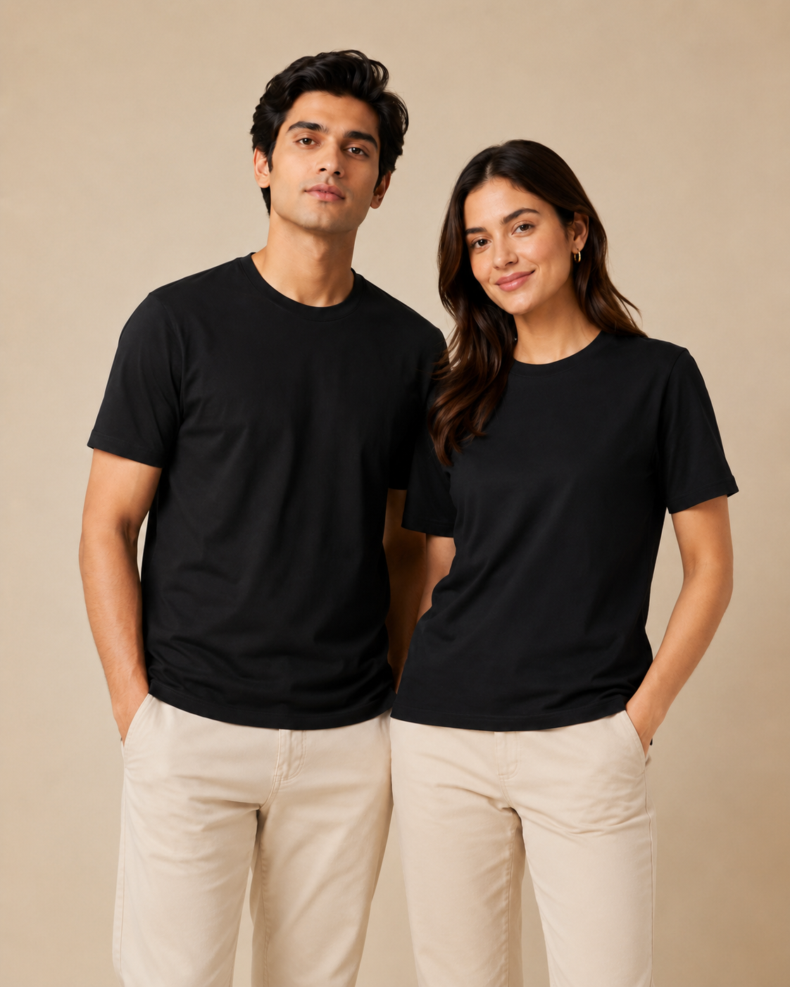 Normal Fit | Black Crew Neck T-Shirt | Cotton | asBERYL