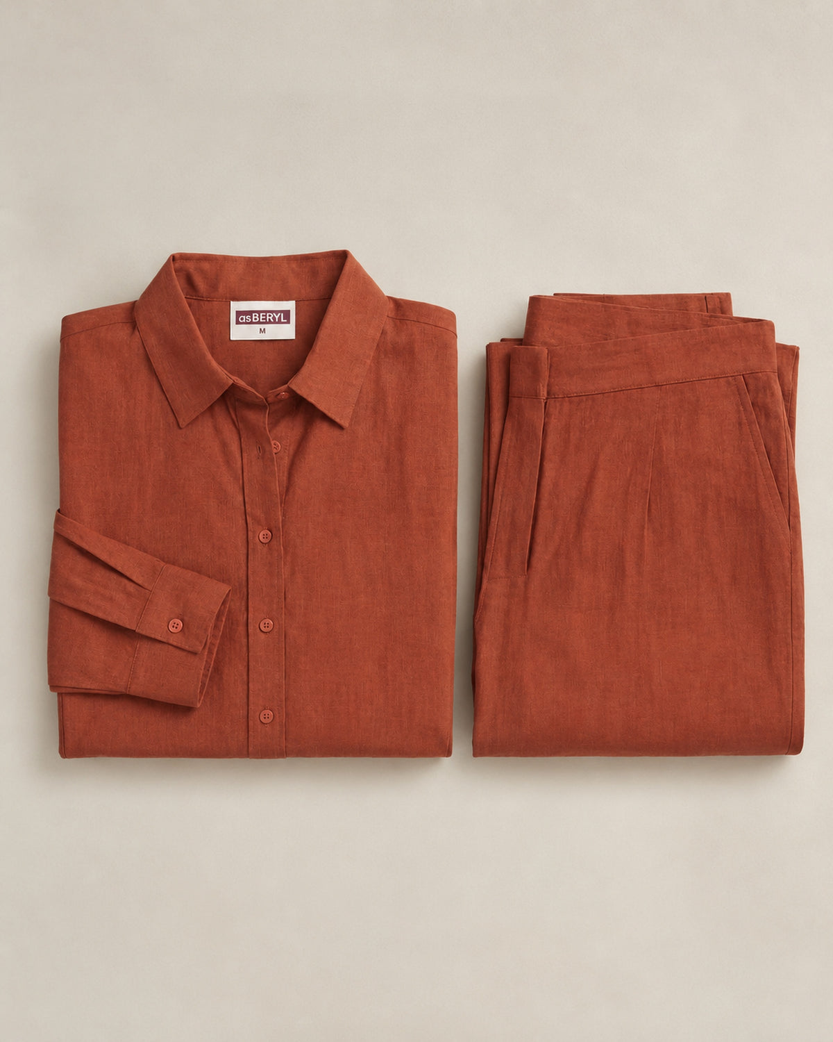 Burnt Orange Linen Co-ord Set Women | Two-Piece | asBERYL UAE