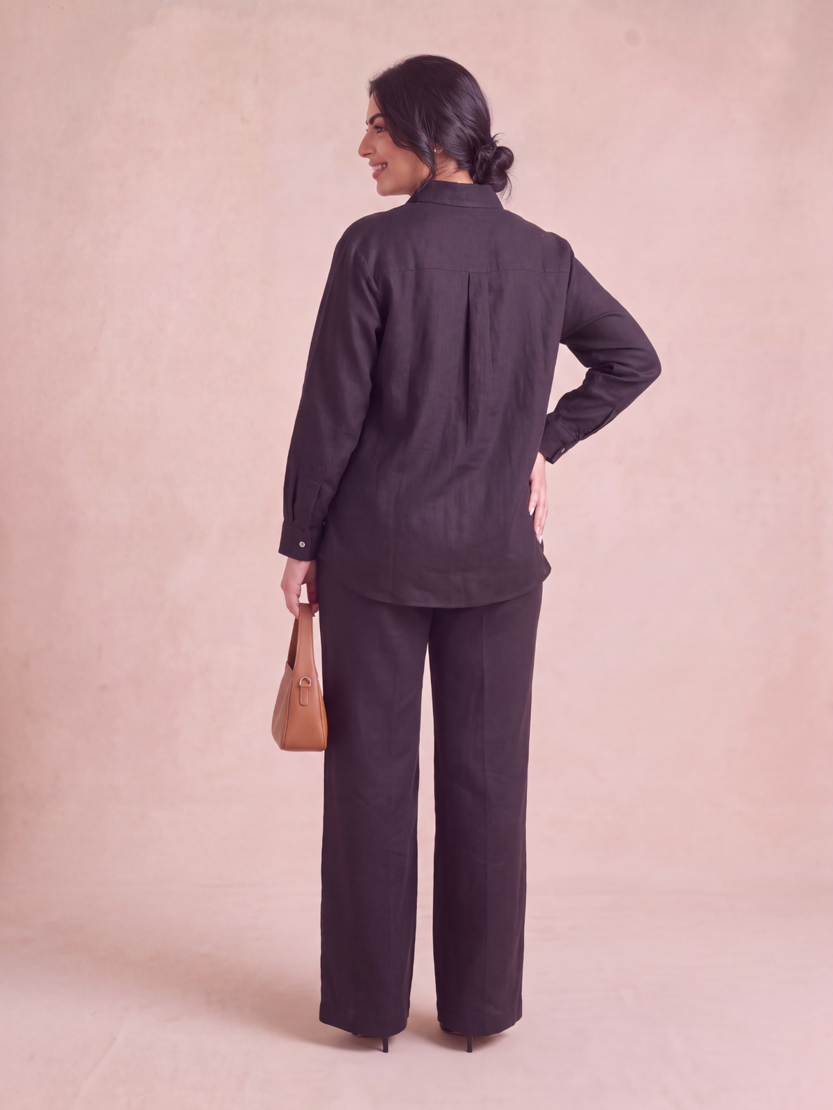 Black Linen Co-ord Set Women | Two-Piece | asBERYL UAE