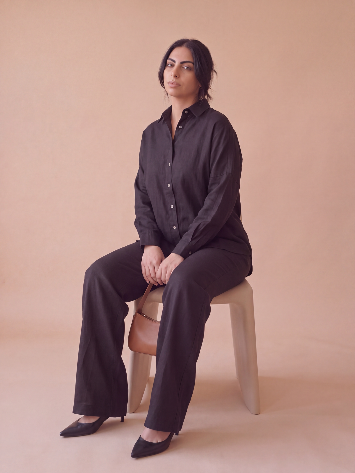 Black Linen Co-ord Set Women | Two-Piece | asBERYL UAE