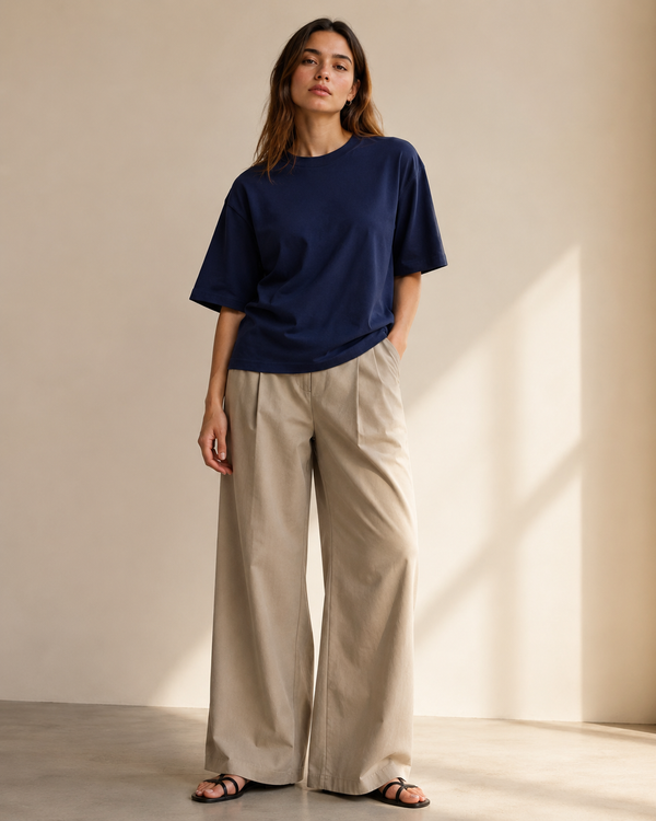 Oversized  Women | Navy Blue T-Shirt | 220gsm | asBERYL UAE