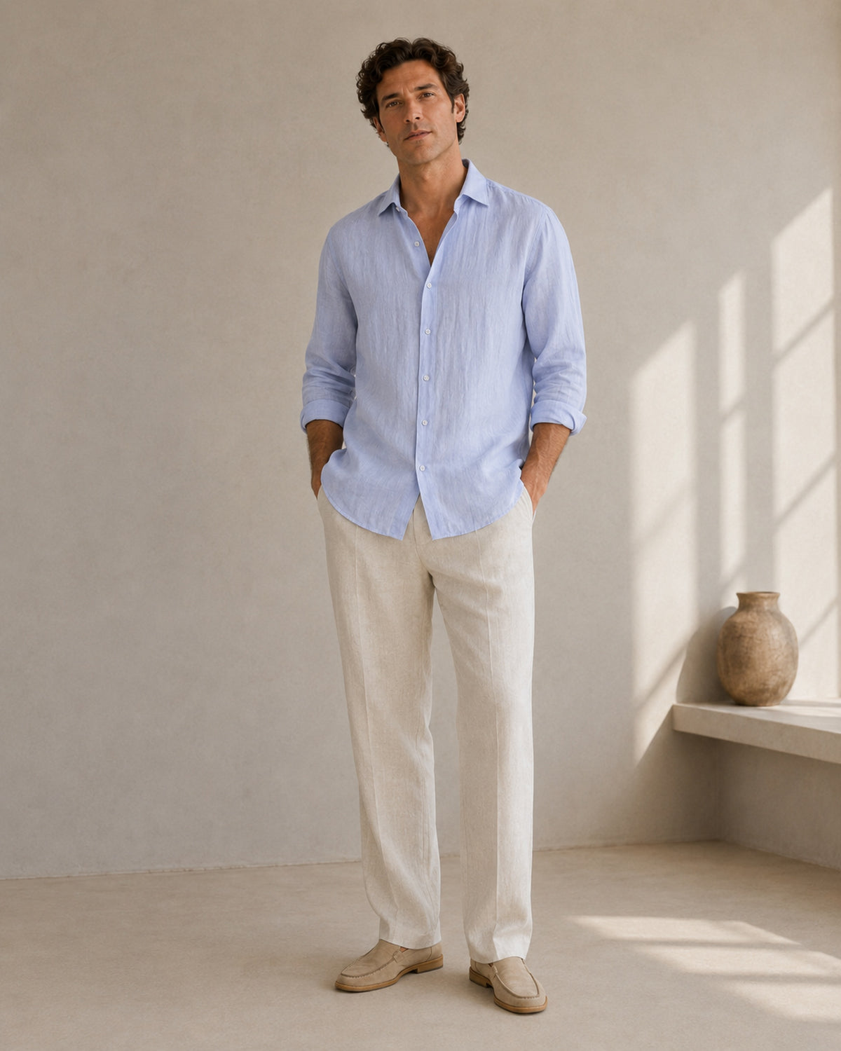 Pure Linen Classic Shirt | Blue | Men's Linen | asBERYL