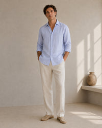 Pure Linen Classic Shirt | Blue | Men's Linen | asBERYL