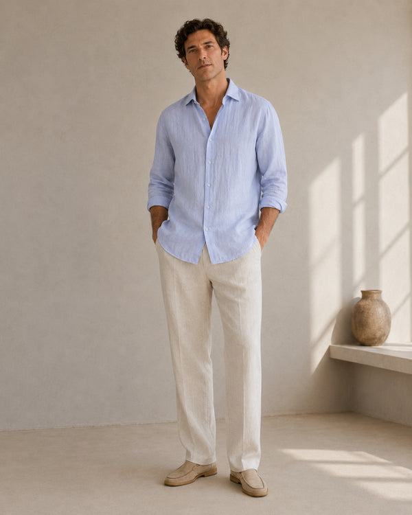 Pure Linen Classic Shirt | Blue | Men's Linen | asBERYL