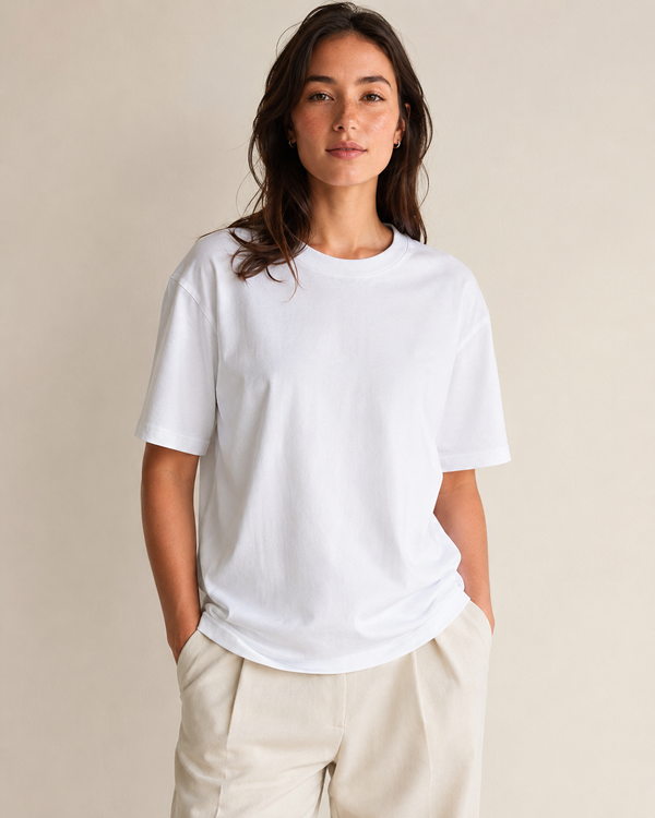 Oversized Women |  White T-Shirt | 220gsm| asBERYL UAE