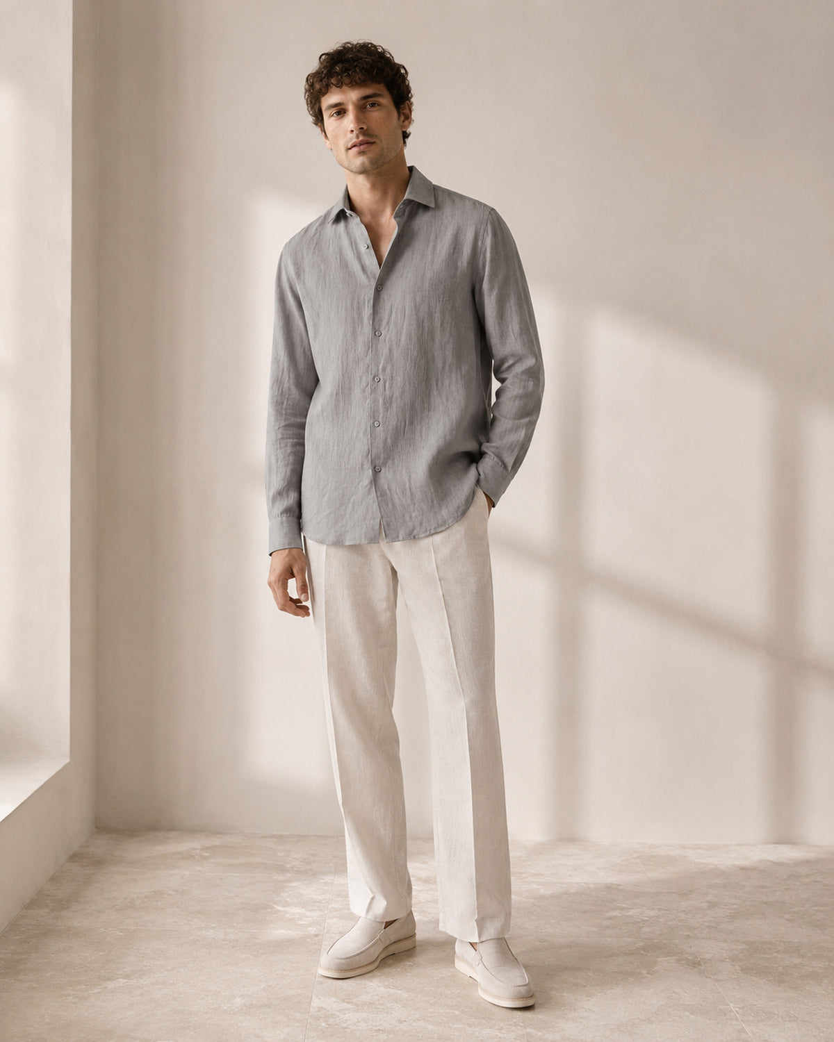 Pure Linen Classic Shirt Grey | Men's Linen | asBERYL