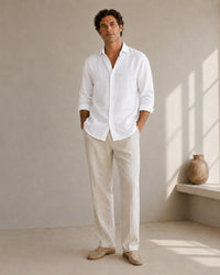 Pure Linen Classic Shirt White | Men's Linen | asBERYL