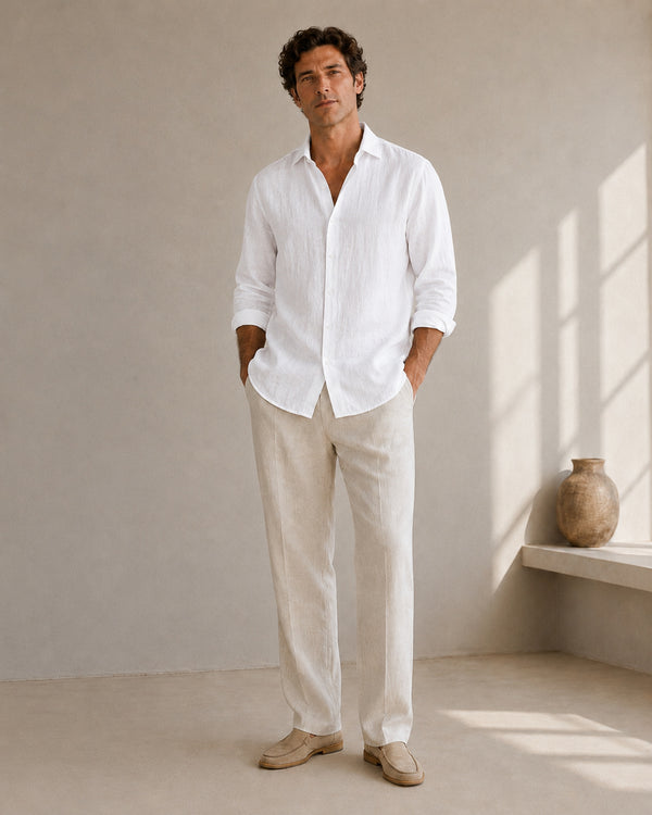 Pure Linen Classic Shirt White | Men's Linen | asBERYL