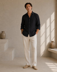 Pure Linen Classic Shirt | Black | Men's Linen | asBERYL