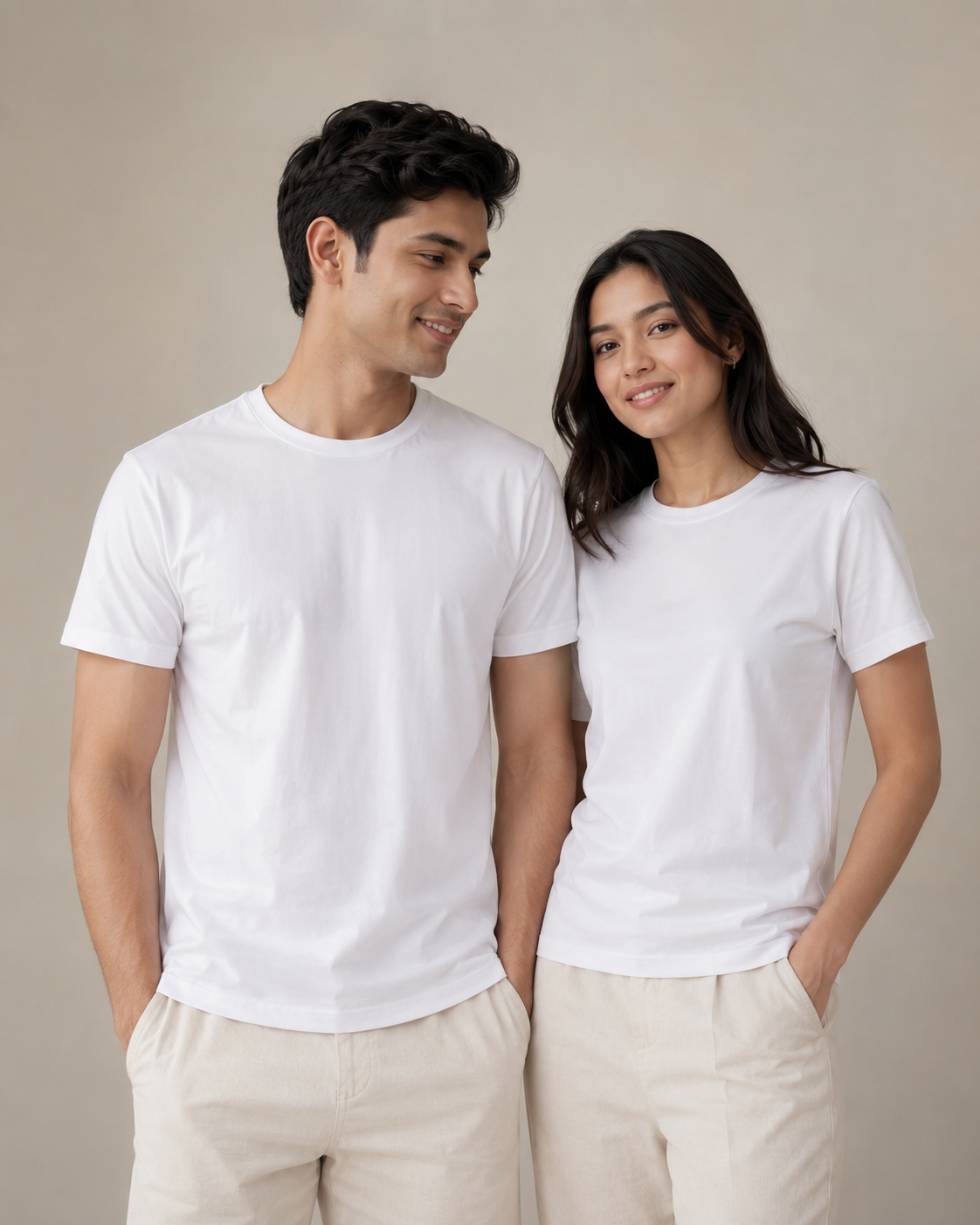Normal Fit | White Crew Neck T-Shirt | Premium Cotton | asBERYL
