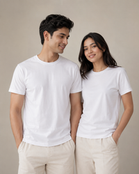 Normal Fit | White Crew Neck T-Shirt | Premium Cotton | asBERYL