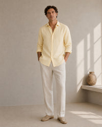 Pure Linen Classic Shirt | Yellow | Men's Linen | asBERYL