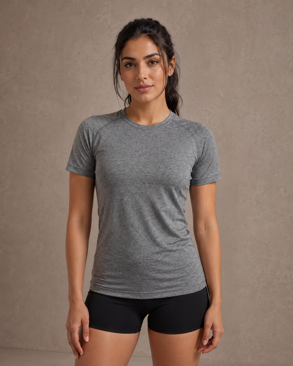 Activewear Compression T-Shirt Raglan Sleeves | Grey | asBERYL UAE |
