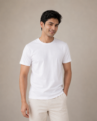 Normal Fit | White Crew Neck T-Shirt | Premium Cotton | asBERYL