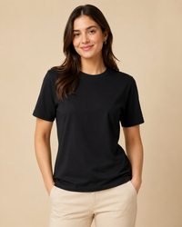 Normal Fit | Black Crew Neck T-Shirt | Cotton | asBERYL