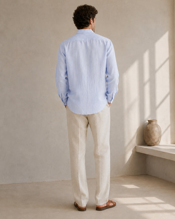 Pure Linen Classic Shirt | Blue | Men's Linen | asBERYL