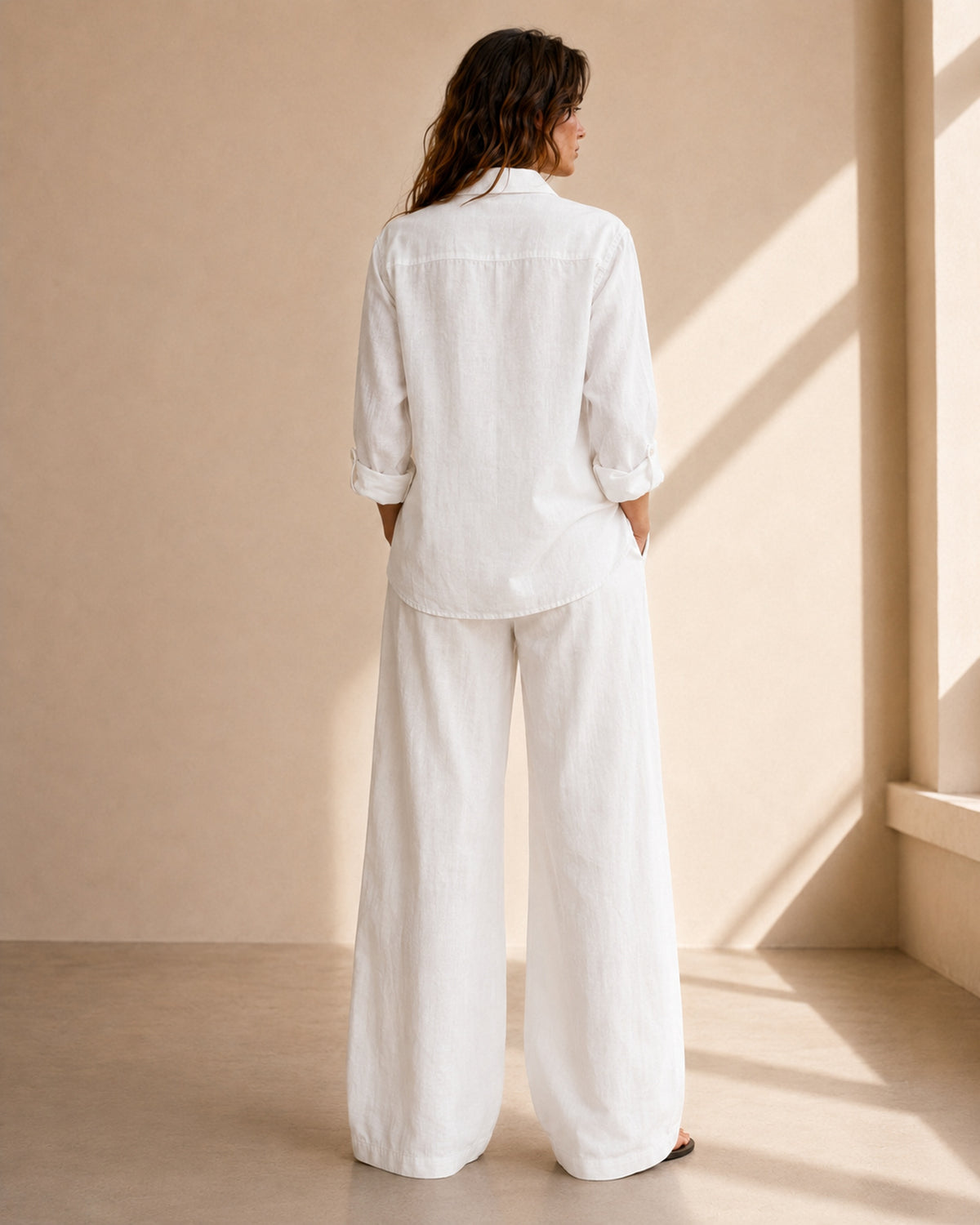 White Linen Co-ord Set Women | Two-Piece | asBERYL UAE