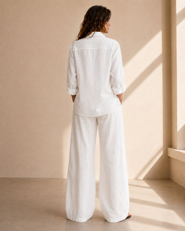 White Linen Co-ord Set Women | Two-Piece | asBERYL UAE