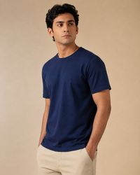 Normal Fit | Navy Blue Crew Neck T-Shirt | Premium Cotton | asBERYL