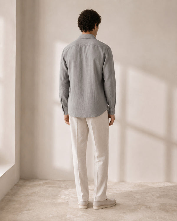 Pure Linen Classic Shirt Grey | Men's Linen | asBERYL