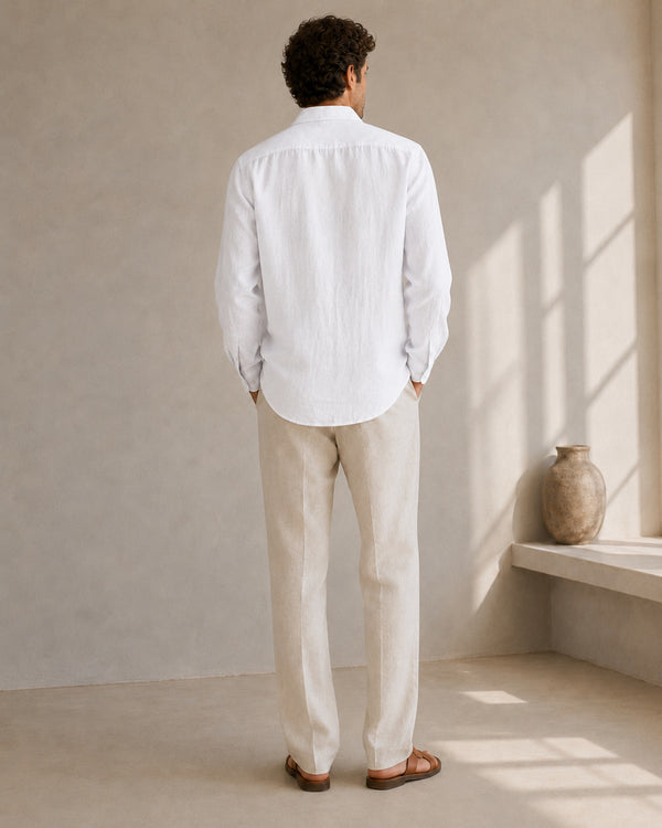 Pure Linen Classic Shirt White | Men's Linen | asBERYL