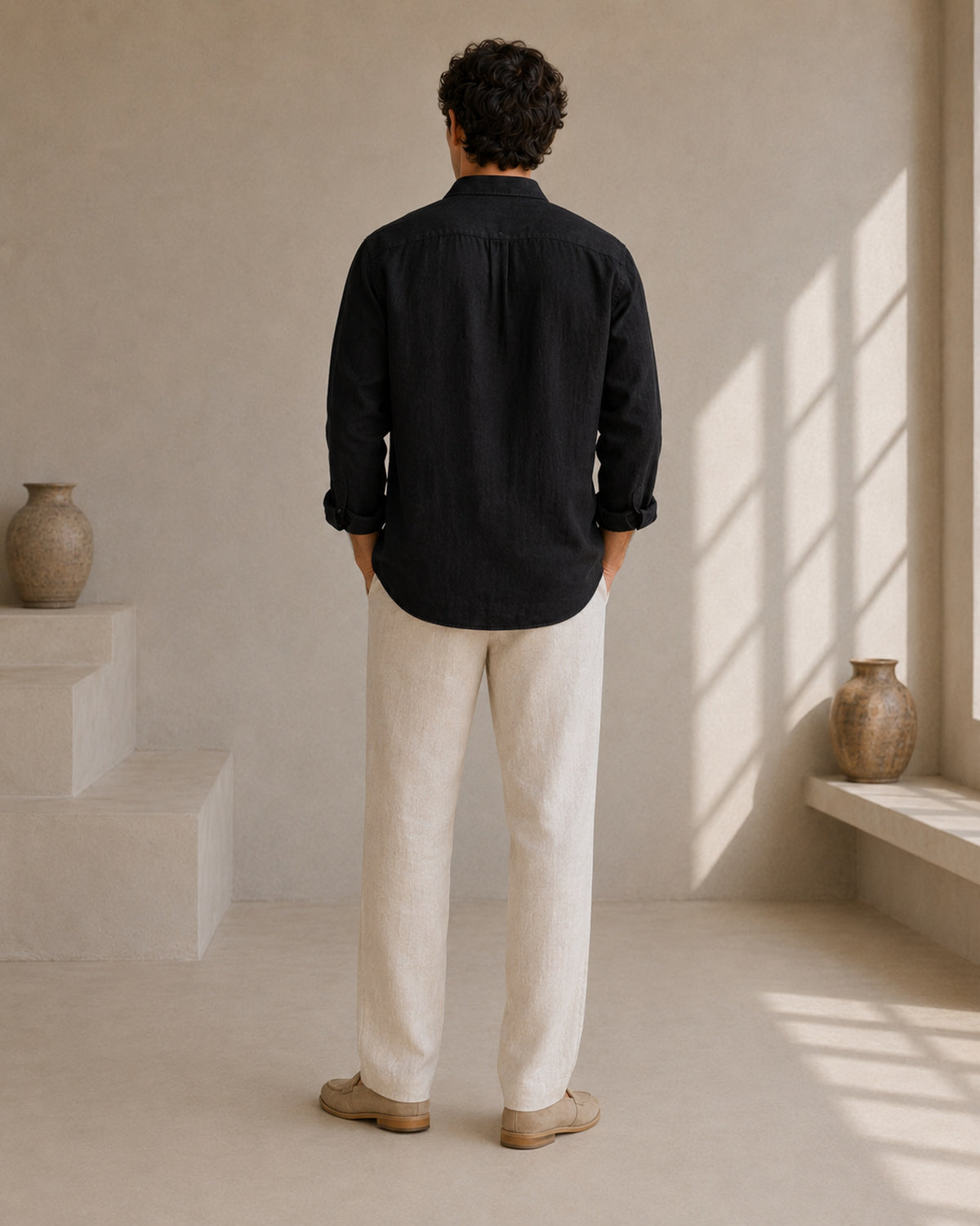 Pure Linen Classic Shirt | Black | Men's Linen | asBERYL