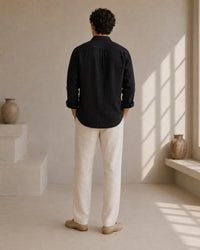 Pure Linen Classic Shirt | Black | Men's Linen | asBERYL