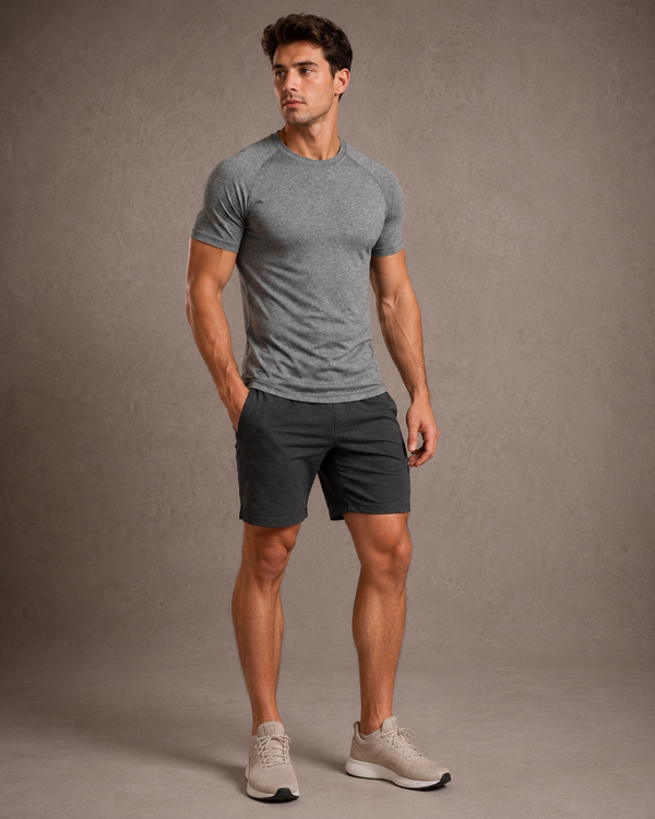 Activewear Compression T-Shirt Raglan Sleeves | Grey | asBERYL UAE |