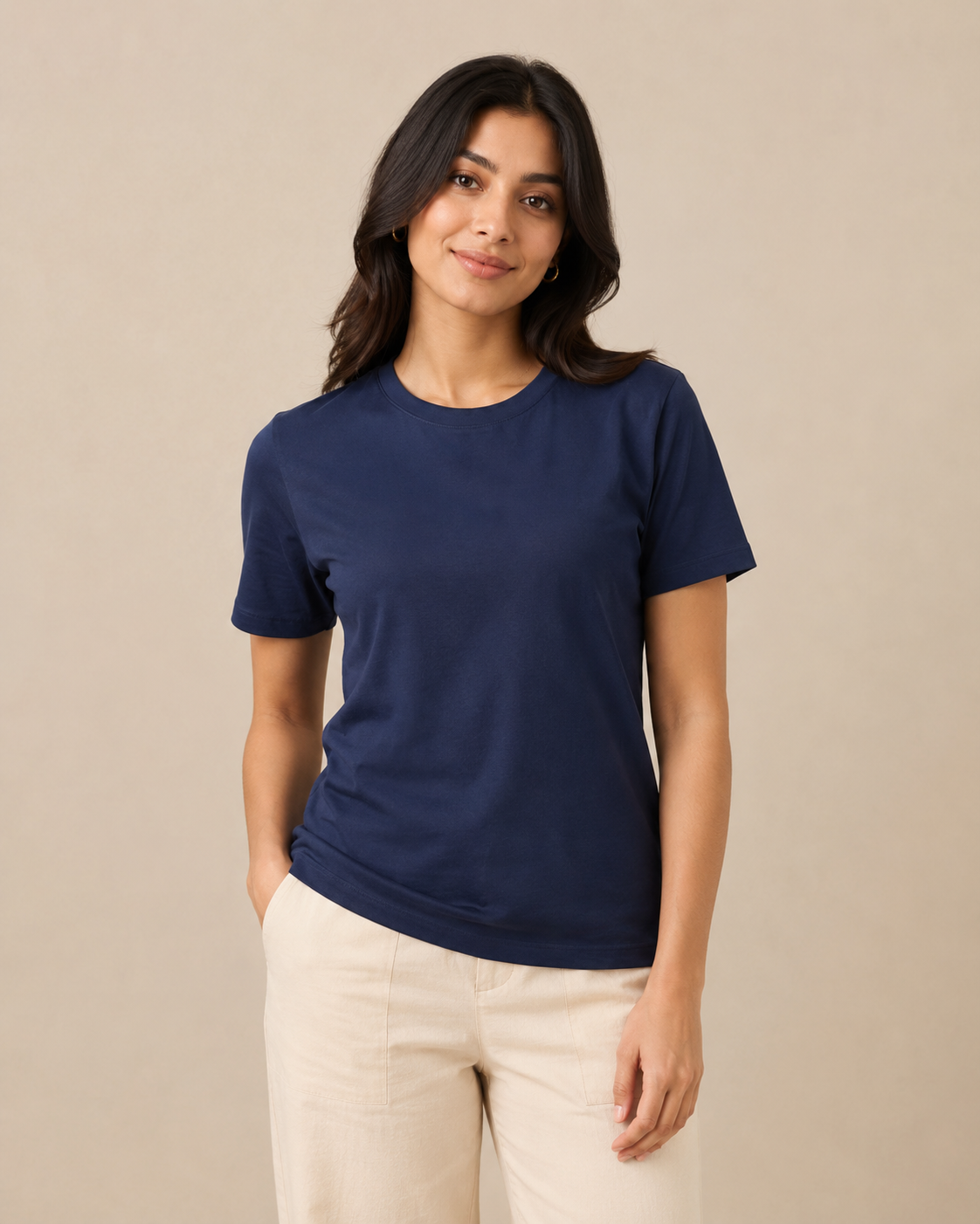 Normal Fit | Navy Blue Crew Neck T-Shirt | Premium Cotton | asBERYL