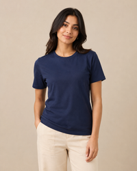Normal Fit | Navy Blue Crew Neck T-Shirt | Premium Cotton | asBERYL
