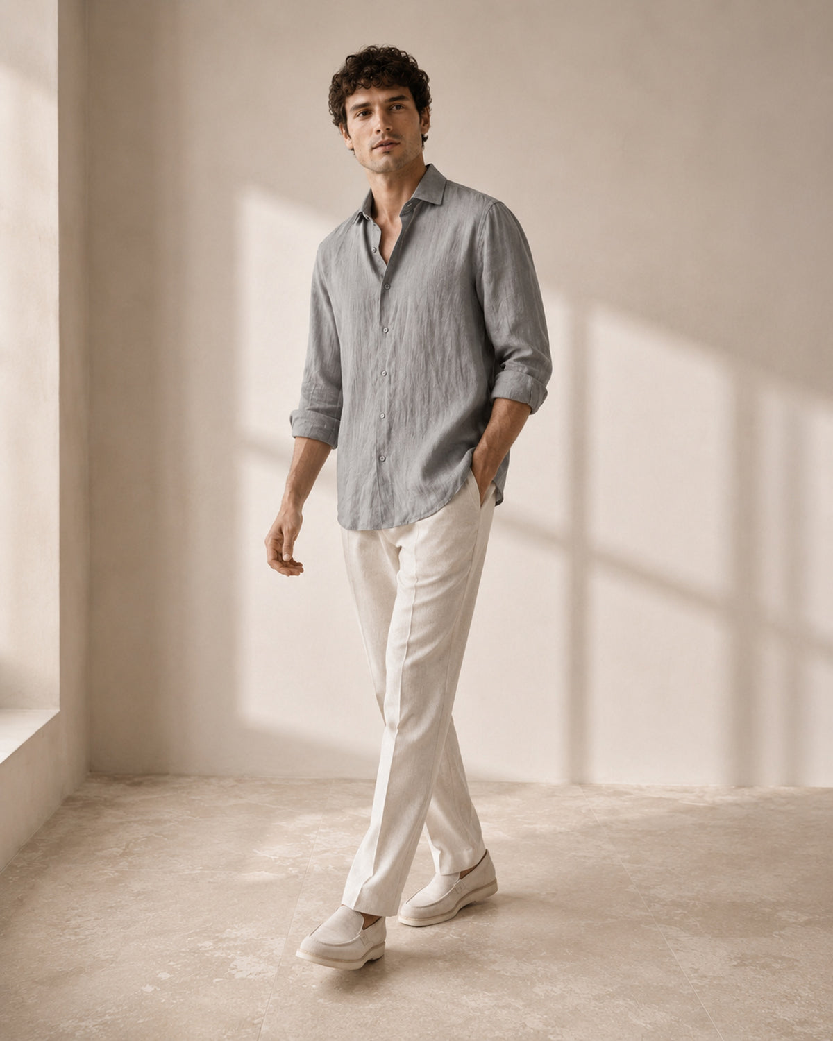 Pure Linen Classic Shirt Grey | Men's Linen | asBERYL