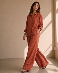 Burnt Orange Linen Co-ord Set Women | Two-Piece | asBERYL UAE