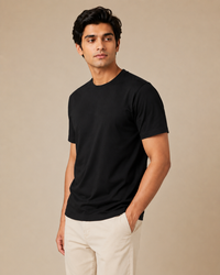 Normal Fit | Black Crew Neck T-Shirt | Cotton | asBERYL
