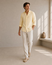 Pure Linen Classic Shirt | Yellow | Men's Linen | asBERYL