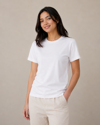 Normal Fit | White Crew Neck T-Shirt | Premium Cotton | asBERYL