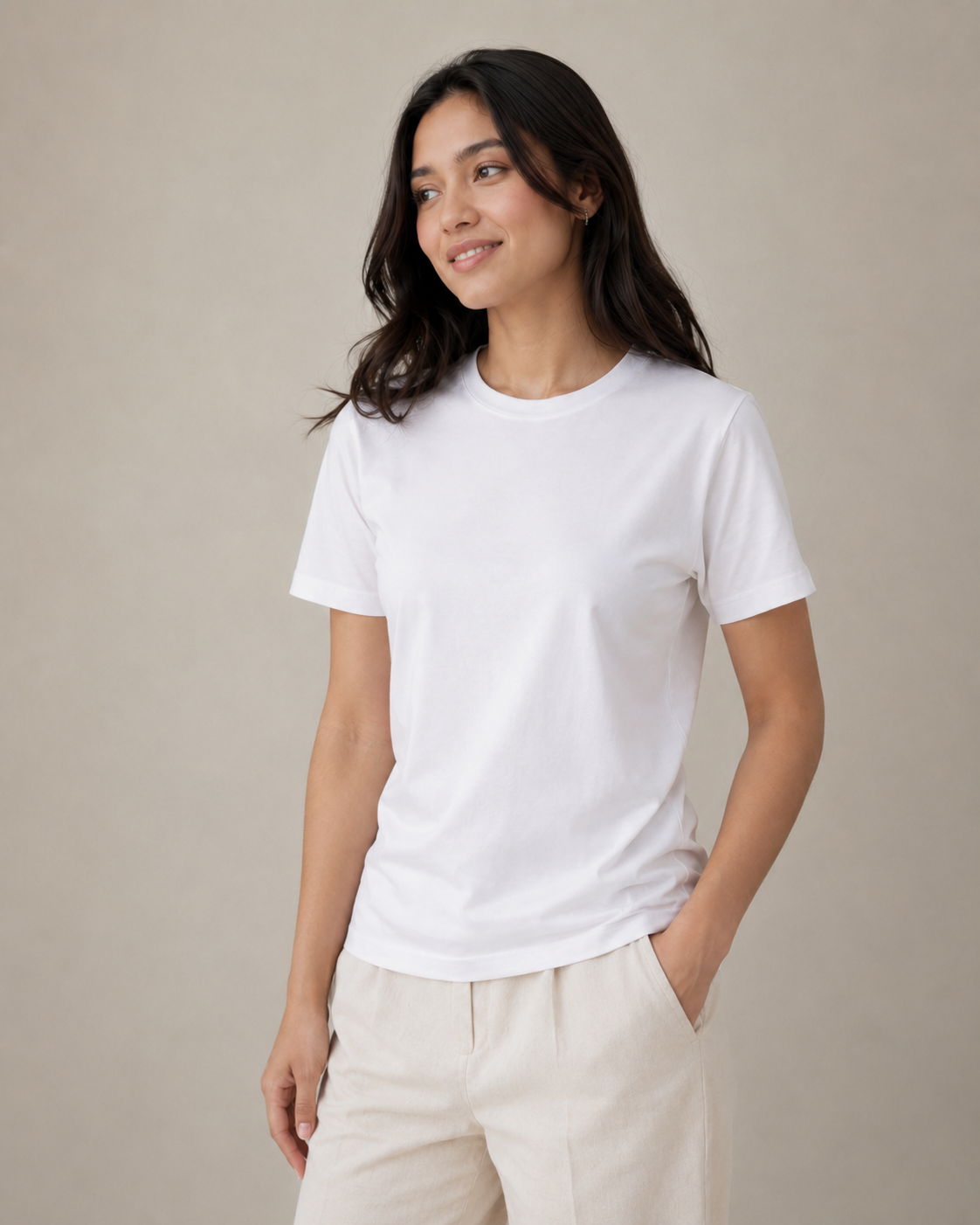 Normal Fit | White Crew Neck T-Shirt | Premium Cotton | asBERYL