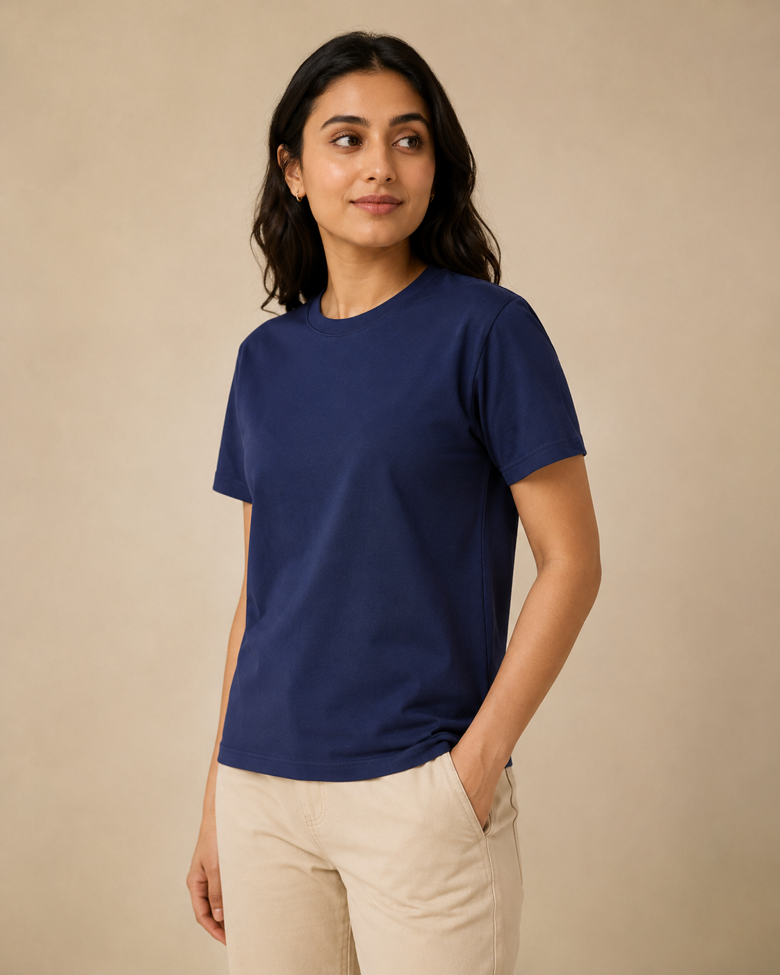 Normal Fit | Navy Blue Crew Neck T-Shirt | Premium Cotton | asBERYL