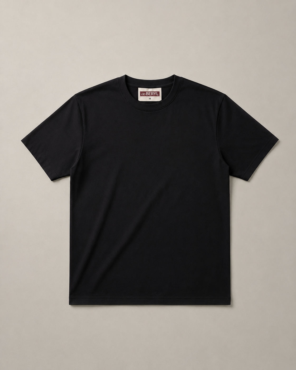 Normal Fit | Black Crew Neck T-Shirt | Cotton | asBERYL