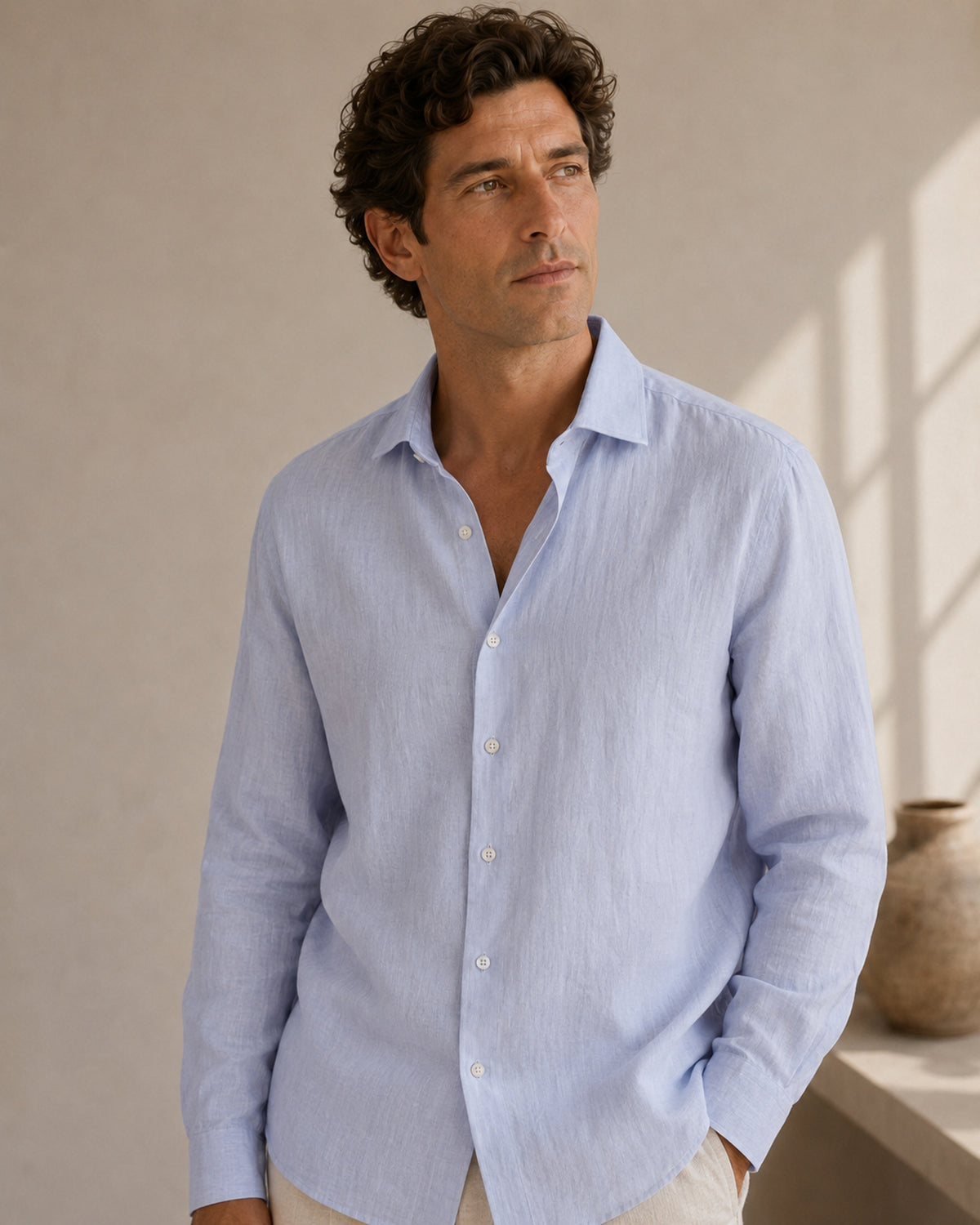 Pure Linen Classic Shirt | Blue | Men's Linen | asBERYL