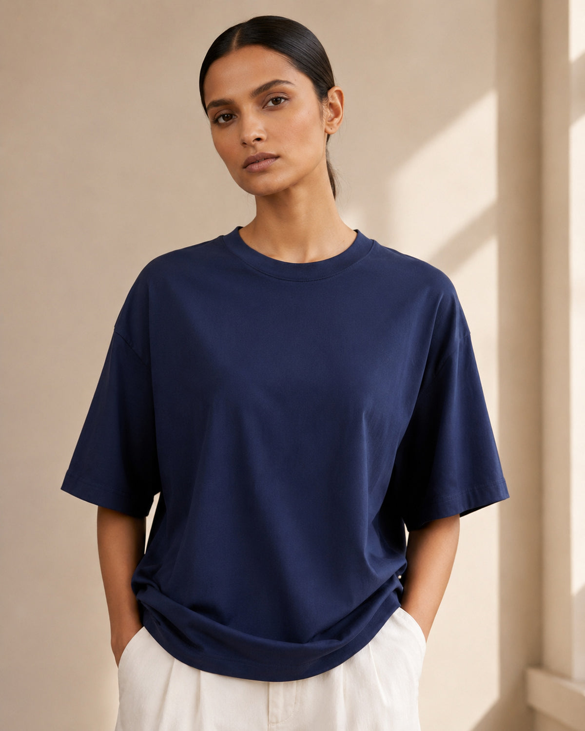 Oversized Women | Navy Blue T-Shirt | Premium Cotton | asBERYL