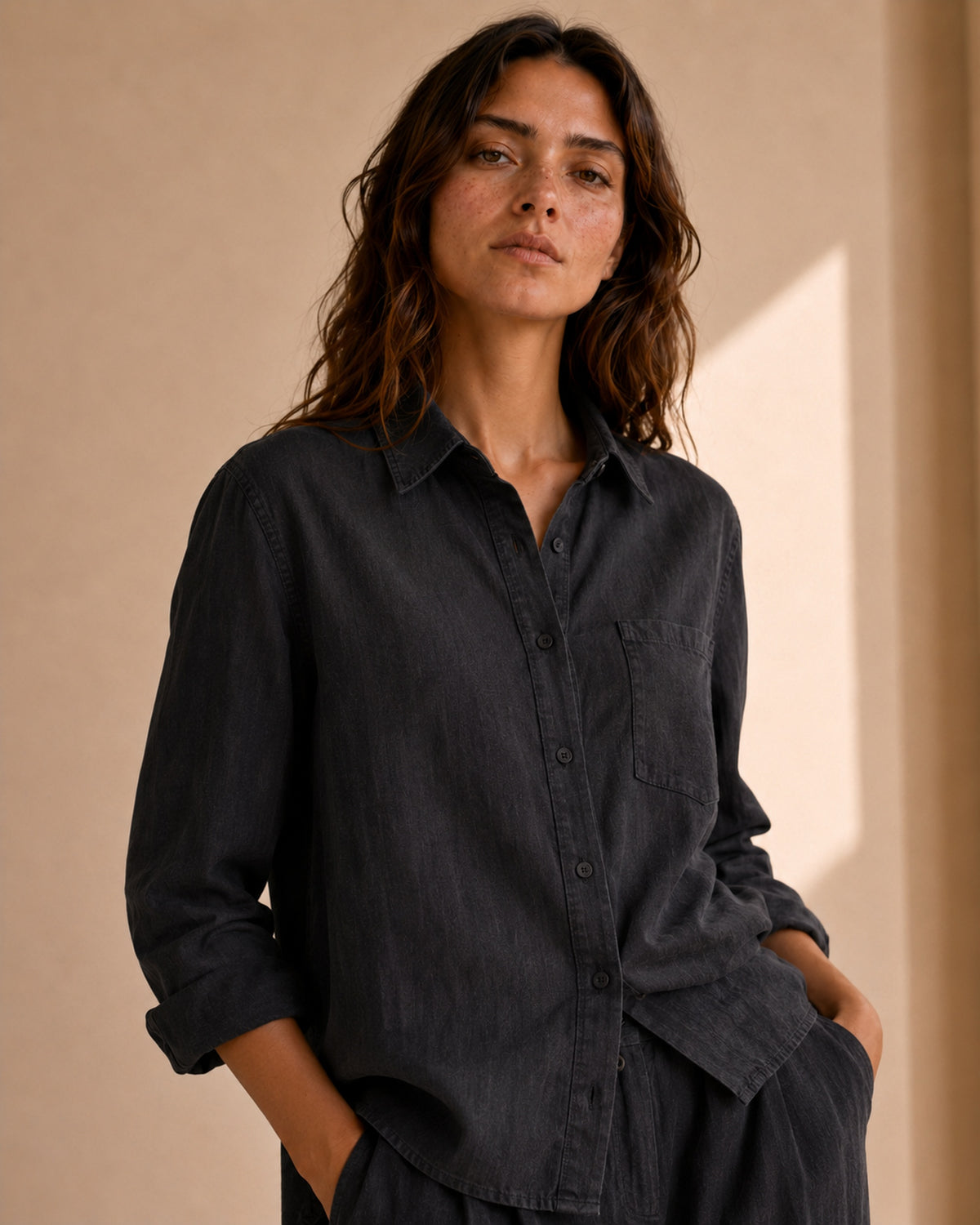 Black Linen Co-ord Set Women | Two-Piece | asBERYL UAE