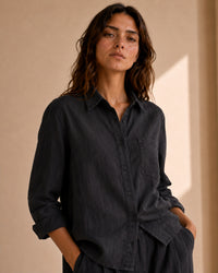 Black Linen Co-ord Set Women | Two-Piece | asBERYL UAE
