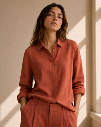 Burnt Orange Linen Co-ord Set Women | Two-Piece | asBERYL UAE