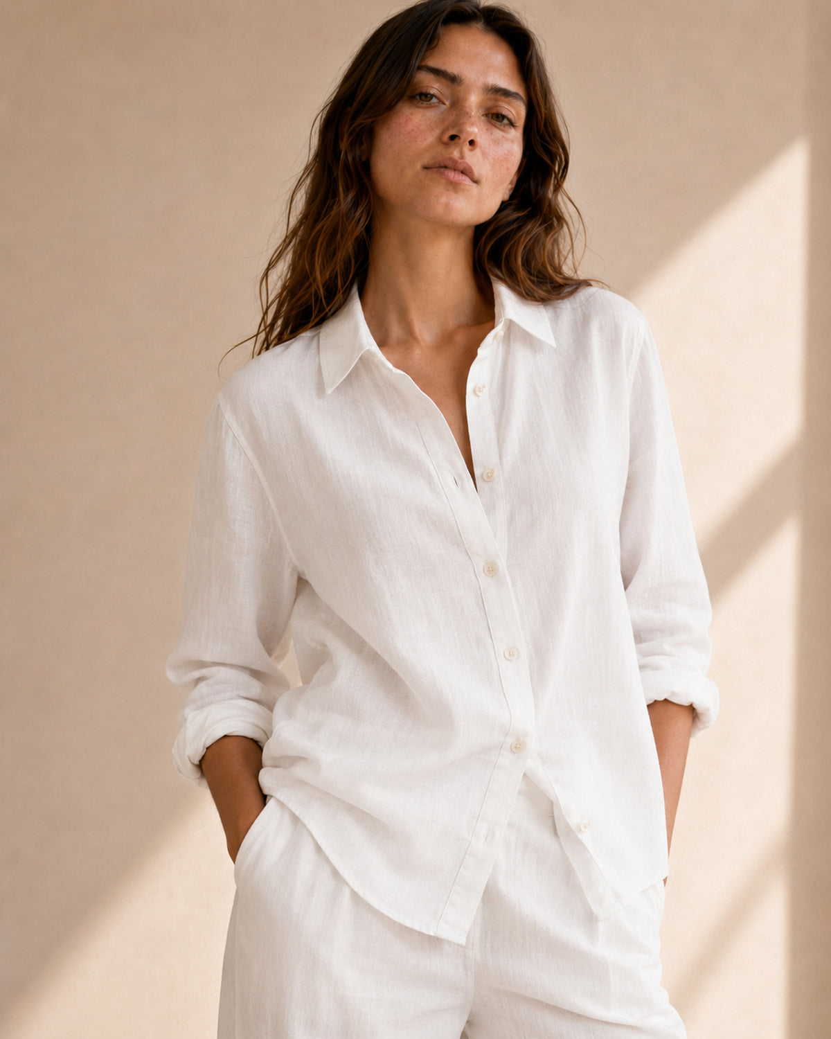 White Linen Co-ord Set Women | Two-Piece | asBERYL UAE