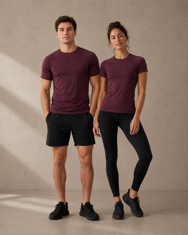 Activewear Compression T-Shirt Raglan Sleeves | Maroon Red | asBERYL UAE |